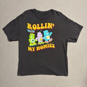 Graphic Cartoon Black Tee “Rollin With My Homies” Casual Shirt